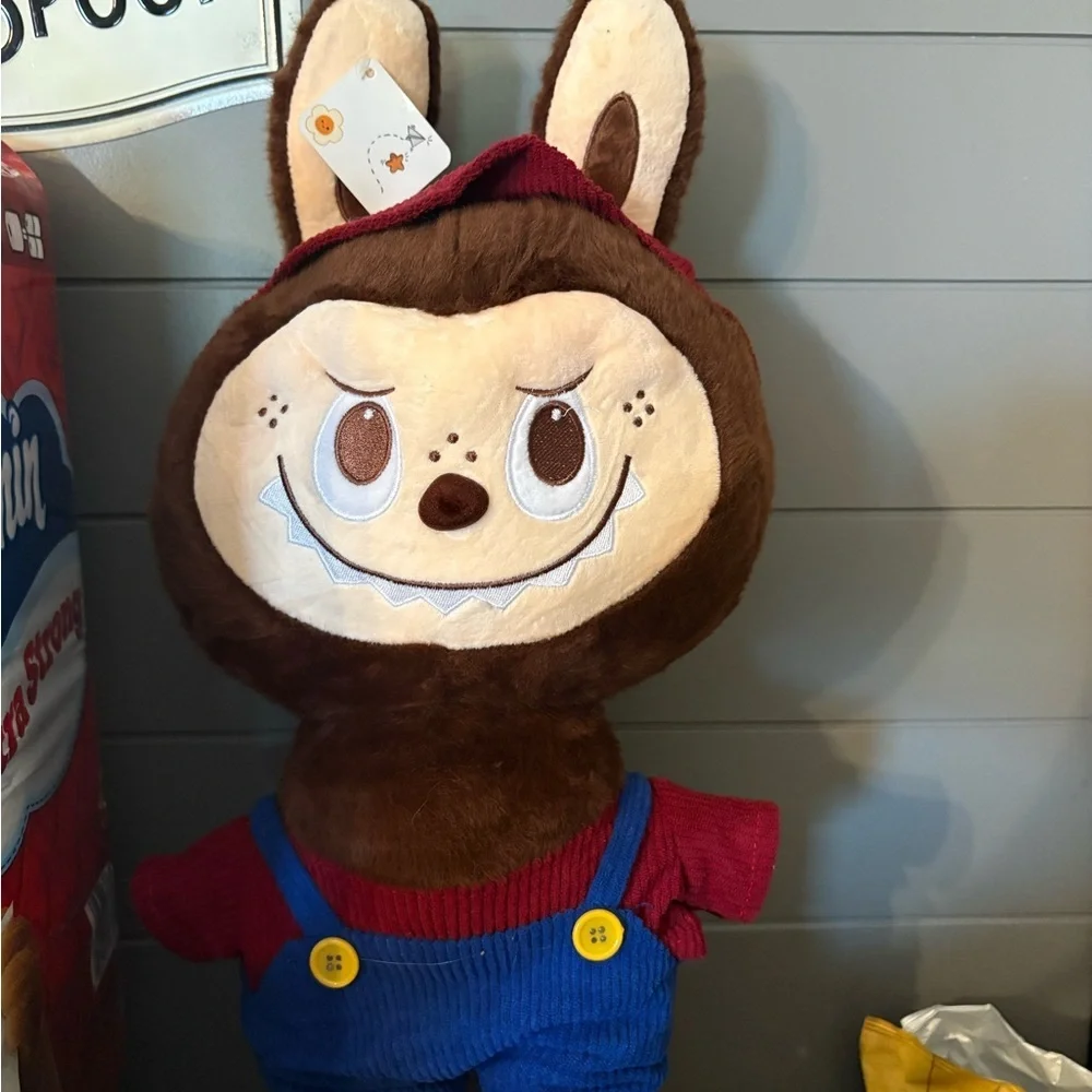 Cute Brown Bunny Plush in Blue Overalls - Soft Stuffed Animal